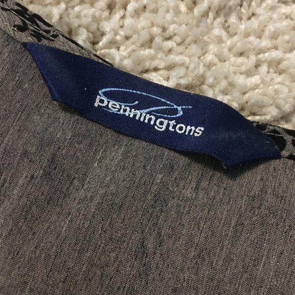 Vintage Penningtons Wallpaper Damask Print Short Sleeve Button Down Top - Picture 10 of 16